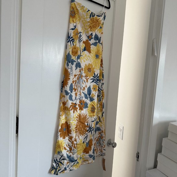 NWT Reformation Joana Strapless Silk Charmeuse Midi Dress Sz XS Livia Floral - Picture 5 of 8